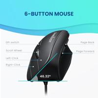 Perixx Vertikal Perimice-515 II Ergonomische muis USB Optisch Zwart 6 Toetsen 1600 dpi Ergonomisch - thumbnail