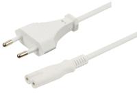 Euro naar IEC320-C7 Stroomkabel 3 Meter - Wit - thumbnail