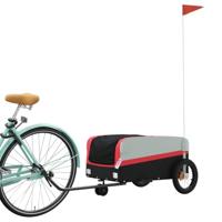 VidaXL Fietstrailer 30 kg ijzer zwart en rood - thumbnail