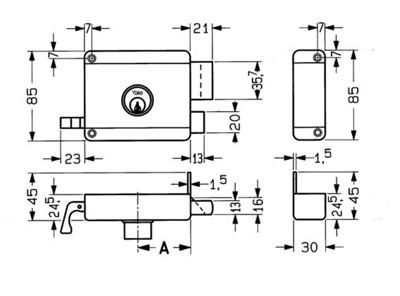 Yale 634.60 oplegslot met vaste buitencilinder doornmaat 60 mm - draairichting 1 = DIN Ls