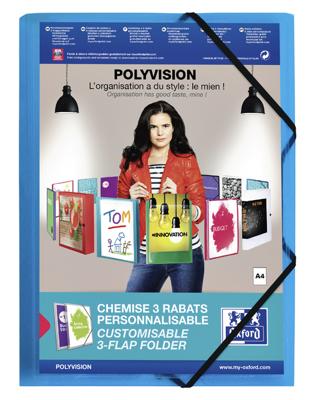 OXFORD Polyvision elastomap, formaat A4, uit PP, transparant blauw