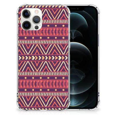 iPhone 12 Pro Max Doorzichtige Silicone Hoesje Aztec Paars iPhone 12 Pro Max Doorzichtige Silicone Hoesje Aztec Paars