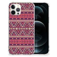 iPhone 12 Pro Max Doorzichtige Silicone Hoesje Aztec Paars - thumbnail