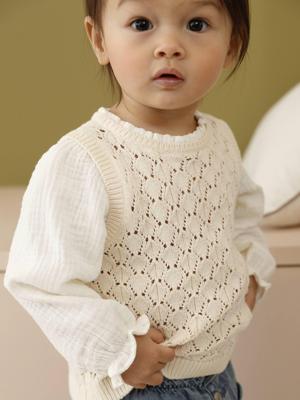 2-in-1 trui voor babymeisjes ecru