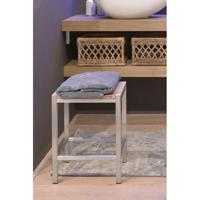 Looox Wood collection douche stool 35x30x45 met frame RVS geborsteld eiken RVS geborsteld wstoolrvs - thumbnail