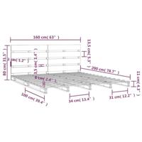 Bedframe zonder matras massief grenenhout 160x200 cm - thumbnail