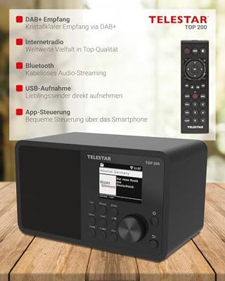 Telestar TOP 200 Schwarz Transistorradio met internetradio Internet, DAB+, VHF (FM) Zwart