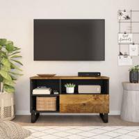 Tv-meubel 80x33x46 cm massief mangohout en bewerkt hout - thumbnail