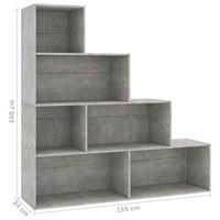 Boekenkast/kamerscherm 155x24x160 cm bewerkt hout betongrijs - thumbnail