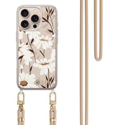 iPhone 16 Pro hoesje met beige koord - In bloom iPhone 16 Pro hoesje met beige koord - In bloom