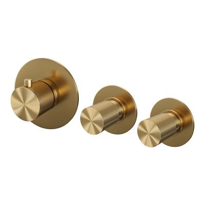 Gold Carving thermostatische inbouw badkraan set met badvulcombinatie en handdouche - goud geborsteld PVD