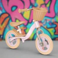 EVO loopfiets met mand - 10 inch - roze - thumbnail