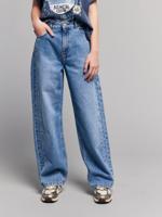 Wijde jeans met sterrenklinknagels lichtblauw - thumbnail