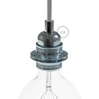 Zilver E27 fitting met 2 ringen industrieel - thumbnail