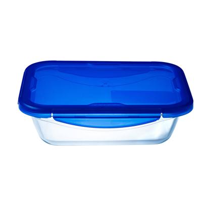 Pyrex Cook & Go Glazen Ovenschaal + Deksel 24x18x6 cm Transparant/Blauw