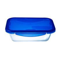 Pyrex Cook & Go Glazen Ovenschaal + Deksel 24x18x6 cm Transparant/Blauw - thumbnail