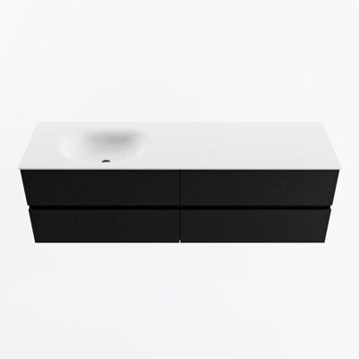 MONDIAZ VICA 160cm badmeubel onderkast Urban 4 lades. Wastafel MOON links zonder kraangat, kleur Talc.