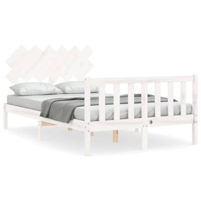 Bedframe zonder matras massief grenenhout wit 120x200 cm