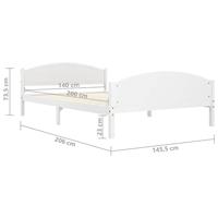 Bedframe massief grenenhout wit 140x200 cm - thumbnail