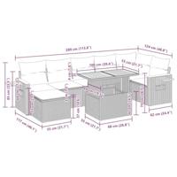 8-delige Loungeset met kussens poly rattan acacia zwart - thumbnail