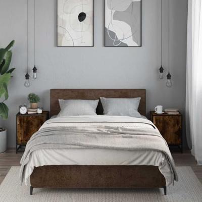 Nachtkastjes 2 st 40x31x50 cm bewerkt hout&metaal gerookt eiken Nachtkastjes 2 st 40x31x50 cm bewerkt hout&metaal gerookt eiken