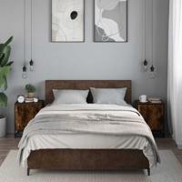 Nachtkastjes 2 st 40x31x50 cm bewerkt hout&metaal gerookt eiken - thumbnail