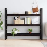 Wandschap 140x40x6 cm behandeld massief eikenhout donkergrijs - thumbnail