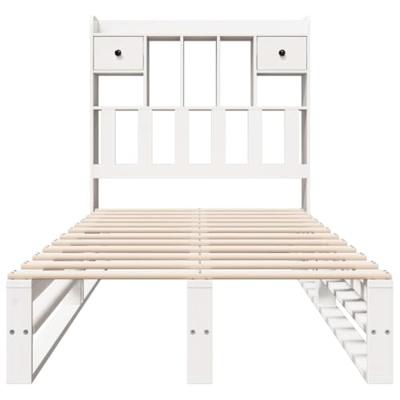 Bed met boekenkast zonder matras grenenhout wit 90x200 cm