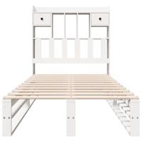 Bed met boekenkast zonder matras grenenhout wit 90x200 cm - thumbnail