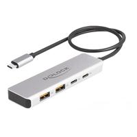 DeLOCK usb 10 gbps usb-c hub usb-hub (grijs, 2x usb-a 3.2 (10 gbit/s), 2x usb-c 3.2 (10 gbit/s)) - thumbnail