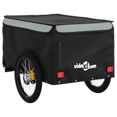 VidaXL Fietstrailer 45 kg ijzer zwart en grijs VidaXL Fietstrailer 45 kg ijzer zwart en grijs