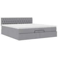 Ottoman bed met matras 200x200 cm stof lichtgrijs - thumbnail