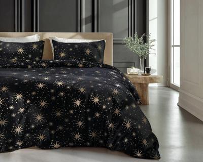 RoyalTextile - Glamour Stars Foil Dekbedovertrek Flanel - Zwart - 240 x 220 RoyalTextile - Glamour Stars Foil Dekbedovertrek Flanel - Zwart - 240 x 220