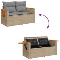 6-delige Loungeset met kussens poly rattan beige - thumbnail