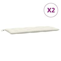 VidaXL Tuinbankkussens 2 st 120x50x7 cm stof gemêleerd crèmekleurig - thumbnail