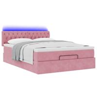 Ottoman bed met matras en LED's 140x200cm fluweel roze - thumbnail