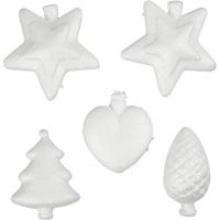 Creotime styropor model Kerstfiguren 7 cm wit 5 stuks - thumbnail