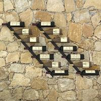 Wijnrekken voor 14 flessen wandmontage 2 st metaal zwart - thumbnail