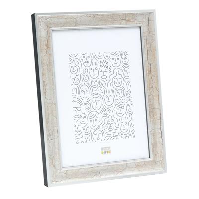 Deknudt Zilverkleurige houten fotokader met donkerbruine craquelé afwerking 15x15 S40JE9