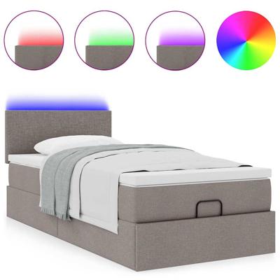 Ottoman bed met matras en LED's 100x200 cm stof taupe