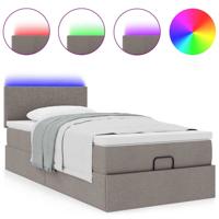 Ottoman bed met matras en LED's 100x200 cm stof taupe - thumbnail