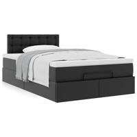 Ottoman bed met matras 120x190 cm kunstleer zwart - thumbnail