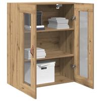 Wandkast artisanaal eikenkleurig 69.5 x 34 x 90 cm Bewerkt hout - thumbnail
