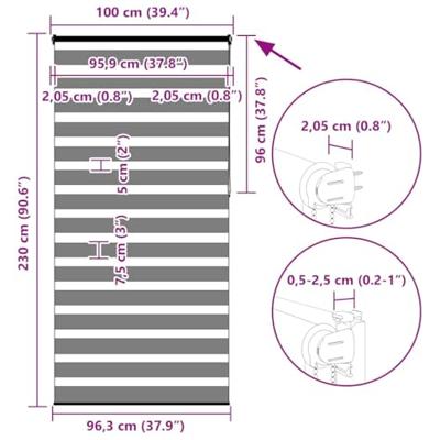 Zebra Blind 100x230 cm stofbreedte 95,9 cm polyester zandbruin
