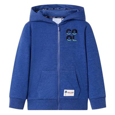 Kindervest met capuchon en rits 104 gemleerd donkerblauw Kindervest met capuchon en rits 104 gemleerd donkerblauw