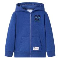 Kindervest met capuchon en rits 104 gemleerd donkerblauw - thumbnail
