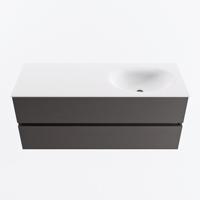 MONDIAZ VICA 120cm badmeubel onderkast Dark Grey 2 lades. Wastafel MOON rechts 1 kraangat, kleur Talc. - thumbnail