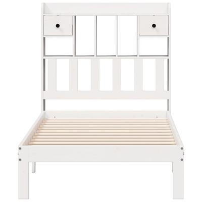 Bed met boekenkast zonder matras grenenhout wit 75x190 cm
