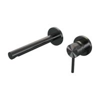 Brauer Gunmetal Carving Inbouw Wastafelmengkraan met Rechte Uitloop en Rozetten Model A1 Gunmetal Geborsteld PVD - thumbnail