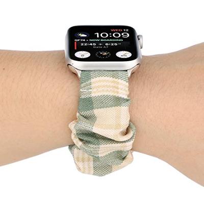 Elastisch scrunchie nylon bandje - Khaki / Groen - Geschikt voor Apple Watch 38mm / 40mm / 41mm / 42mm Elastisch scrunchie nylon bandje - Khaki / Groen - Geschikt voor Apple Watch 38mm / 40mm / 41mm / 42mm